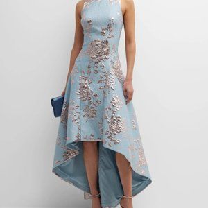 Gorgeous Rickie Freeman for Teri Jon Metallic High-Low Dress